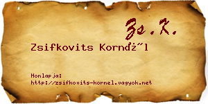 Zsifkovits Kornél névjegykártya